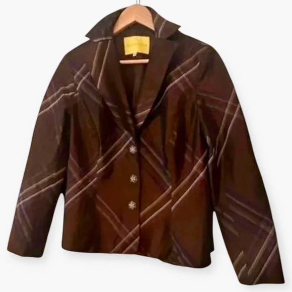 Flores & Flores Button Down Formal Jacket‎ Brown Size 8 - Picture 1 of 5
